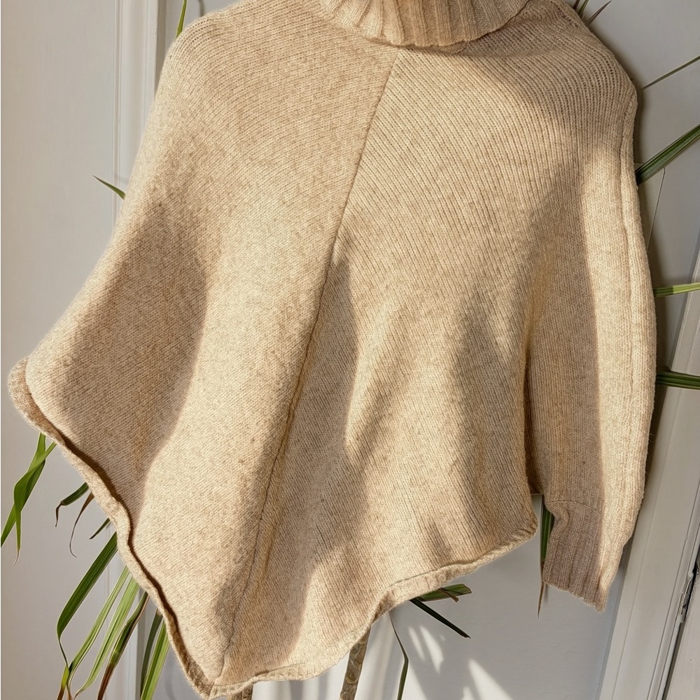 Elegant Tan Turtleneck Women's Sweater